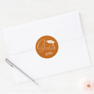 Modern Graduation Party Burnt Orange Envelope Seal