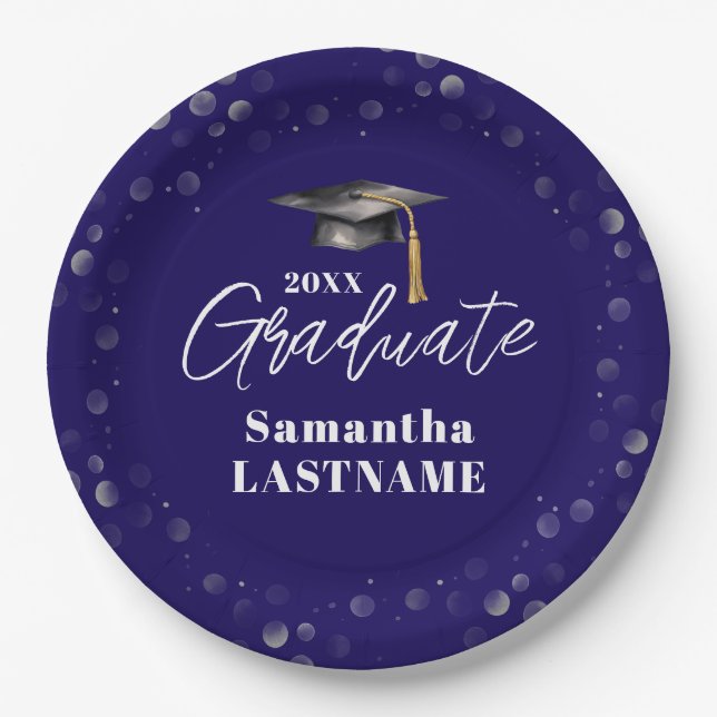Modern Graduation Party Class of 20XX Custom Paper Plate (Front)