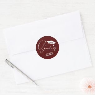 Modern Graduation Party Dark Maroon Envelope Seal