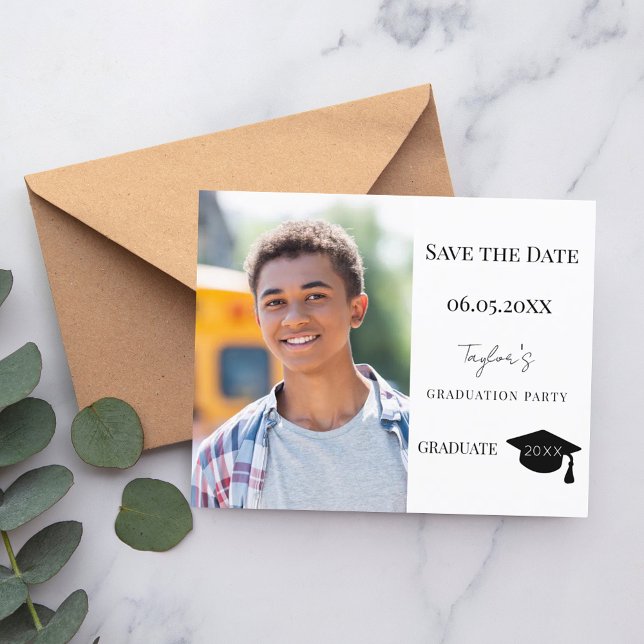 Modern Graduation Party guy budget Save the Date Flyer (Creator Uploaded)