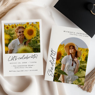 Modern Graduation Party Handwritten Script 2-Photo Invitation