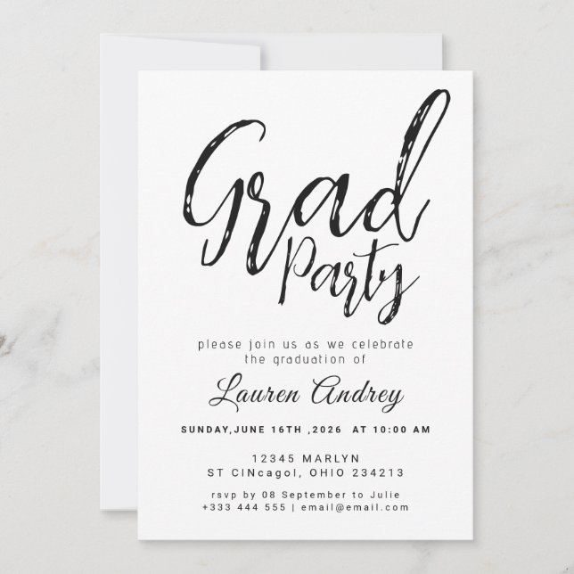 Modern Graduation Party Invitation (Front)