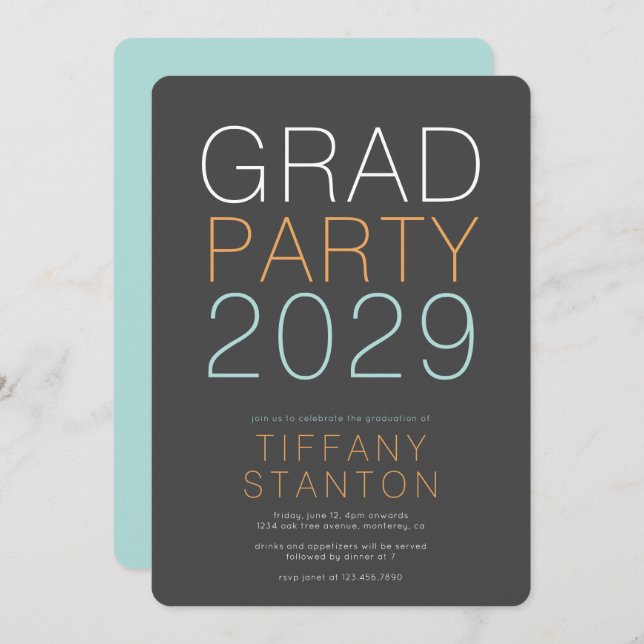 Modern Graduation Party Invitation (Front/Back)