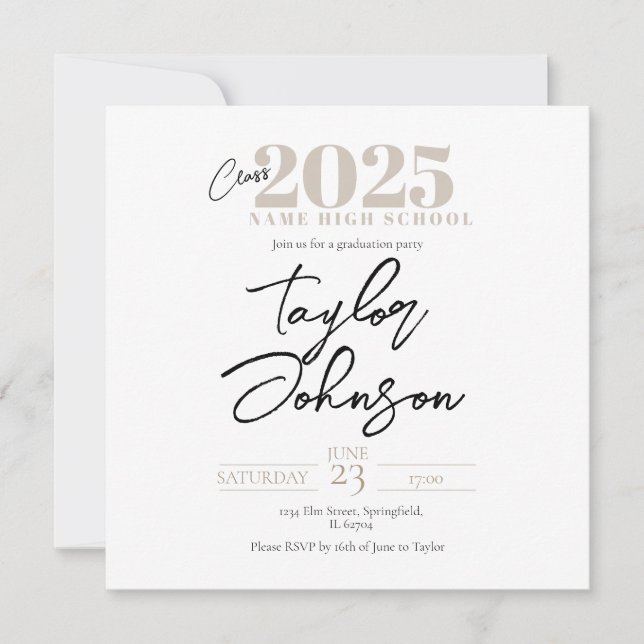 Modern Graduation Party Invitation  (Front)
