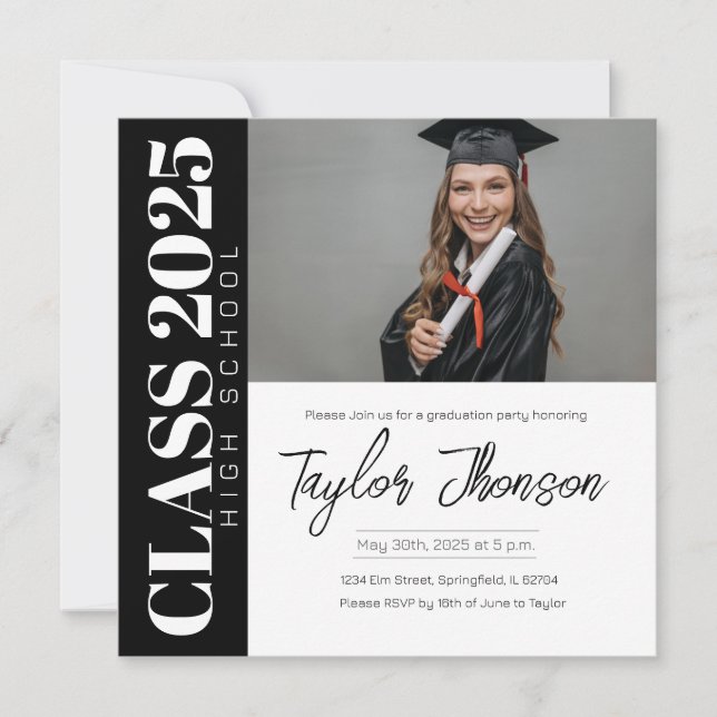 Modern Graduation Party Invitation With photo (Front)