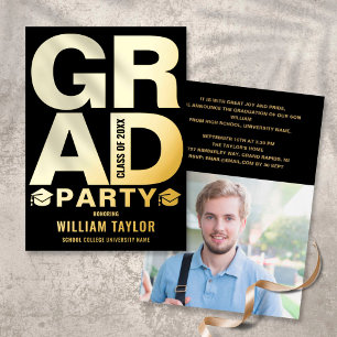 Modern Graduation Party Photo Black And Gold