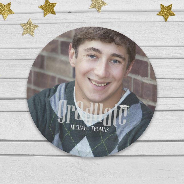 Modern Graduation Party Photo Custom Paper Plate (Creator Uploaded)