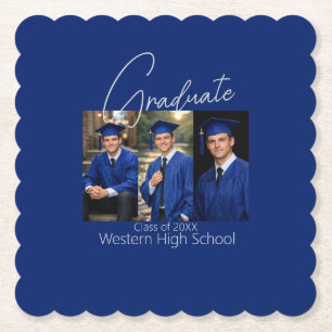 Modern Graduation Party Photo Display Paper Coaster