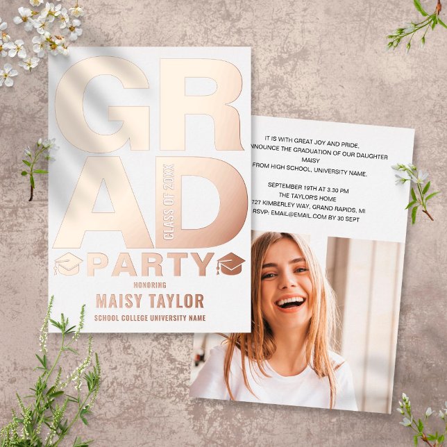 Modern Graduation Party Photo Rose Gold (Creator Uploaded)