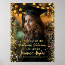 Modern graduation party photo welcome sign