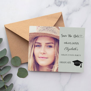 Modern Graduation Party Sage green Save the Date Flyer