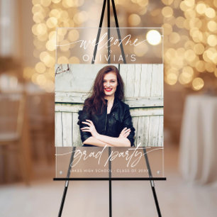 Modern Graduation Party Script Photo Welcome Acrylic Sign