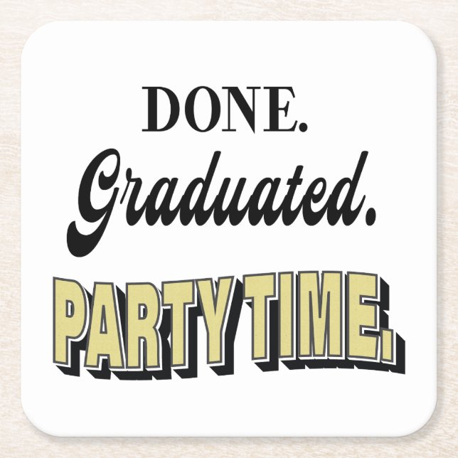 Modern Graduation Party Square Paper Coaster (Front)