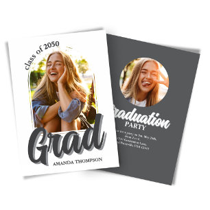 Modern Graduation Party Two Photo Invitation