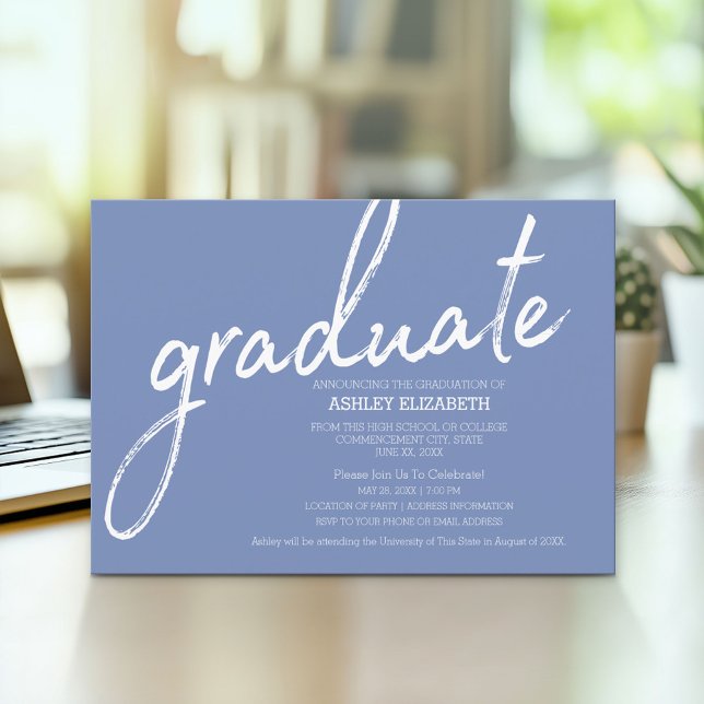 Modern Graduation Party with script & ikat pattern Invitation (Modern Graduation Announcement and Party Invitation)