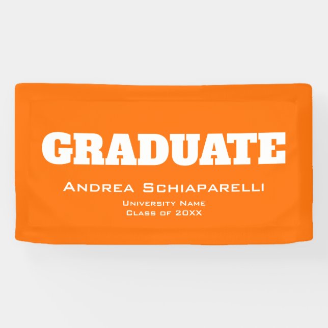 Modern Graduation Personalised Orange Indoor Banner (Horizontal)