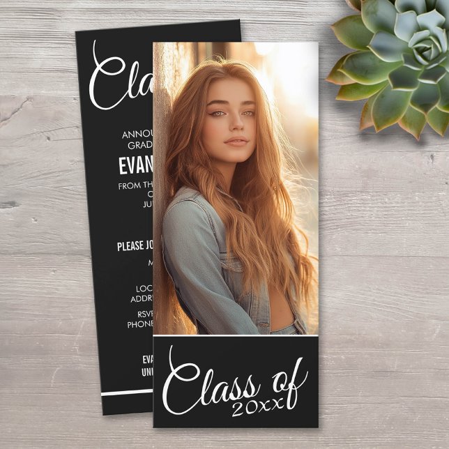 Modern Graduation Photo Announcement and Party (Classic Photo Graduation Announcement)