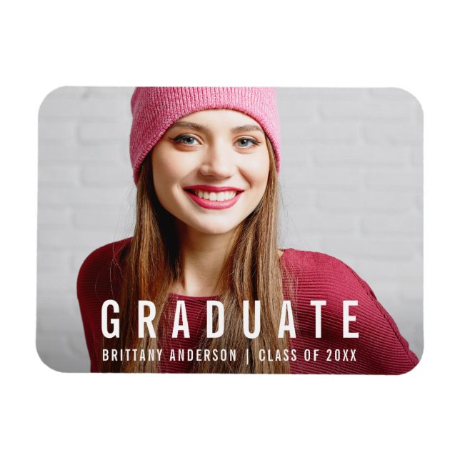 Modern Graduation Photo Announcement W Magnet (Horizontal)