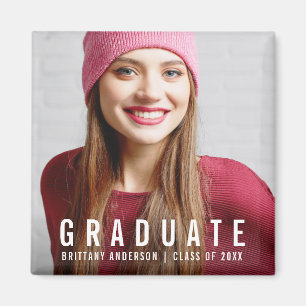 Modern Graduation Photo Announcement W Magnet