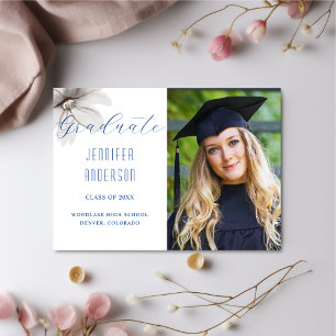 Modern Graduation Photo Blue Announcement