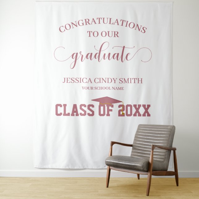 Modern Graduation Photo Booth Prop Tapestry (In Situ)