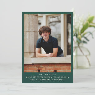 Modern Graduation Photo Class of 2026 Green White Announcement