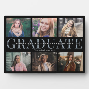 Modern Graduation Photo Collage Chic Keepsake Plaq Plaque