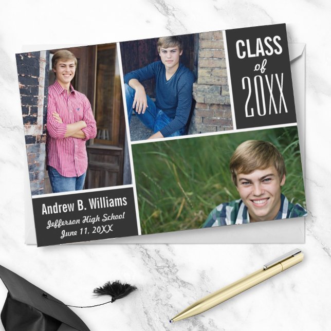 Modern Graduation Photo Collage Class of 20XX Invitation (Creator Uploaded)