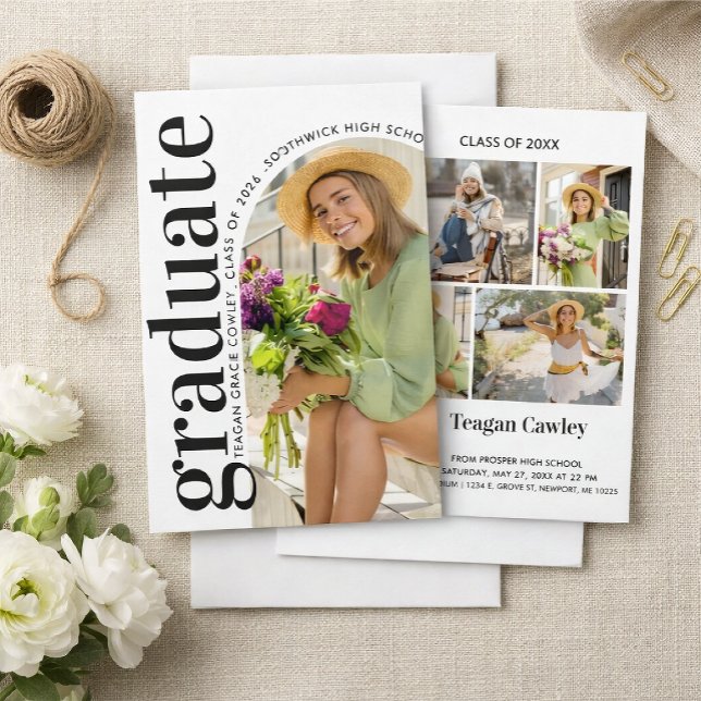 Modern Graduation Photo Collage Invitation (Creator Uploaded)