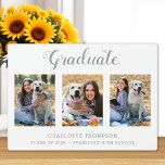 Modern Graduation Photo Collage Keepsake Plaque<br><div class="desc">Celebrate your graduate and give a special personalised gift with this custom photo collage graduation plaque. This unique photo collage graduate plaque is will be a treasured keepsake. Customise with 3 of your favourite senior or college photos, and personalise with graduating year, name, high school or college. See 'personalise this...</div>