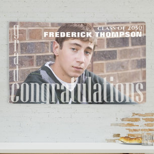 Modern Graduation Photo Congratulations Minimalist Banner