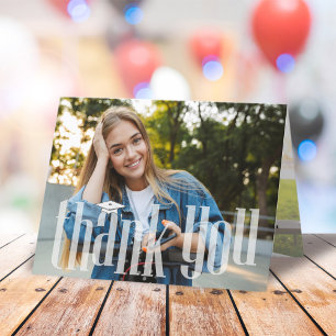 Modern Graduation Photo Custom  Thank You Card