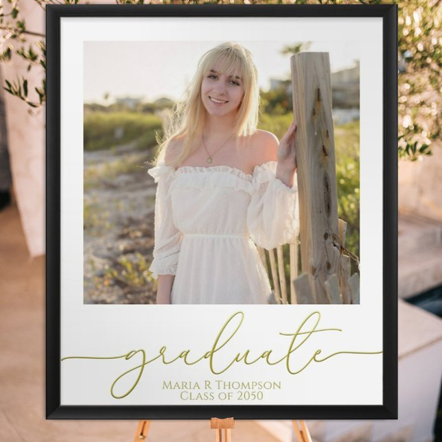 Modern Graduation Photo Elegant Gold Script Poster (Creator Uploaded)