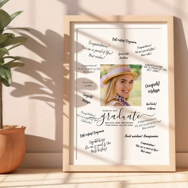 Modern Graduation Photo Guest Signature Poster (Creator Uploaded)