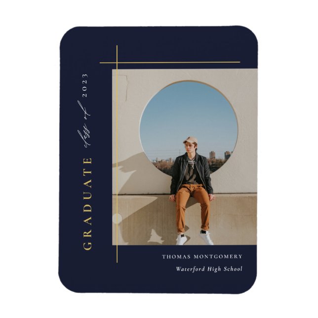 Modern Graduation Photo Magnet (Vertical)