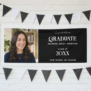 Modern Graduation Photo Name Celebration Banner