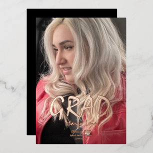 Modern Graduation Photo Pressed  Foil Invitation