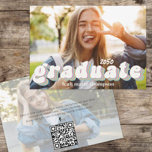 Modern Graduation Photo Retro Party Invitation