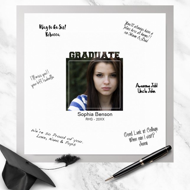 Modern Graduation Photo Signature Message Mat Poster (Creator Uploaded)