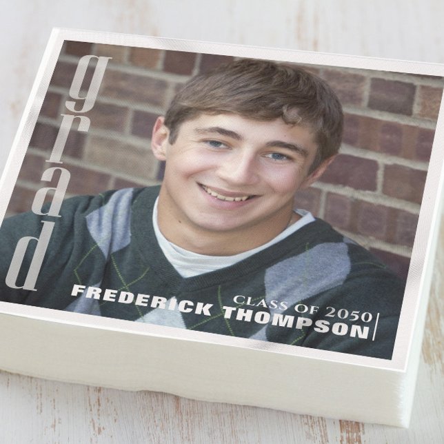 Modern Graduation Photo Simple Minimalist Party Napkin (Creator Uploaded)