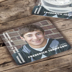 Modern Graduation Photo Simple Minimalist Square Paper Coaster
