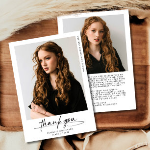 Modern Graduation Photo Thank You Script Invitation