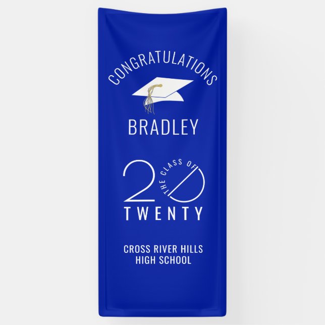 Modern Graduation Royal Blue Stylist Class Year Banner (Vertical)