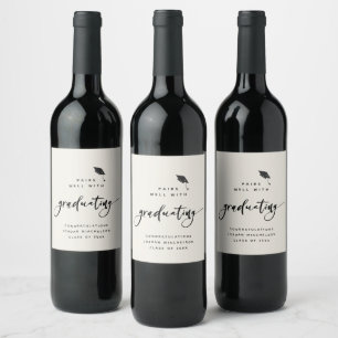 Modern Graduation Script Calligraphy Congrats Grad Wine Label