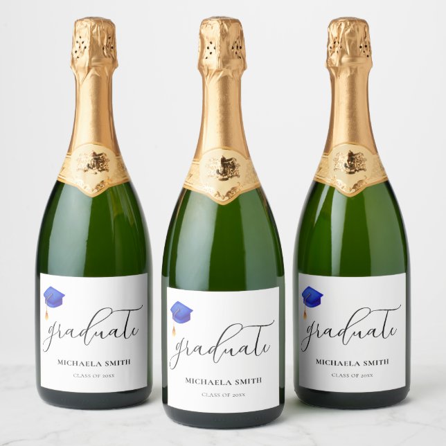 Modern Graduation Script Class of 2025 Sparkling Wine Label (Bottles)