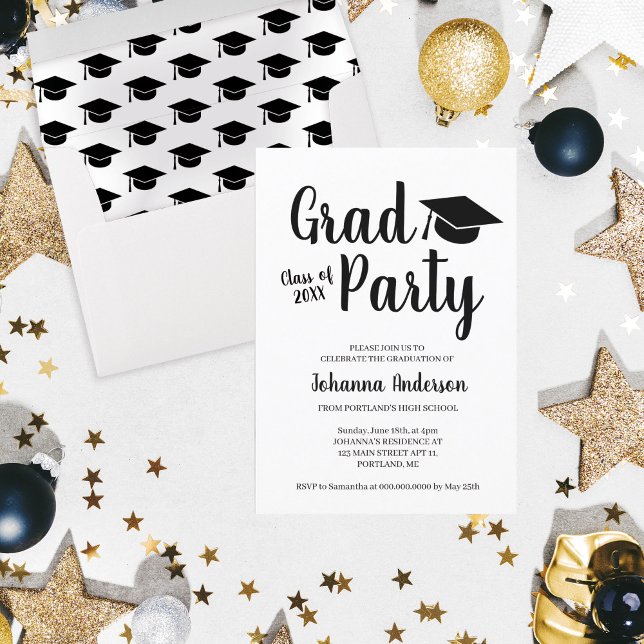 Modern Graduation Script Grad Party Invitation (Modern Graduation Script Grad Party Invitation
)