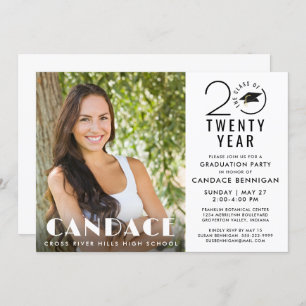 Modern Graduation Stylish Class Year Photo Invitation