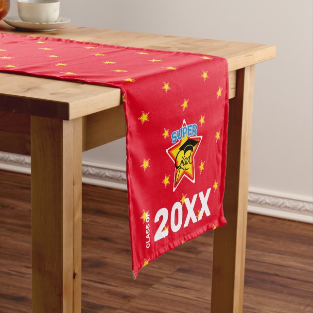 Modern Graduation Super Grad Logo Table Runner (In Situ)