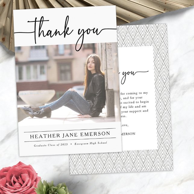 Modern Graduation Thank You Card (Modern Photo Graduation Thank You Card by Painted Paperie
)