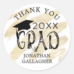 Modern Graduation Thank You Custom Colours Classic Round Sticker